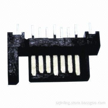 SATA 7P B Type Single Latch Straight PCB Connectors, LCP insulator phosphor bronze contact brass peg